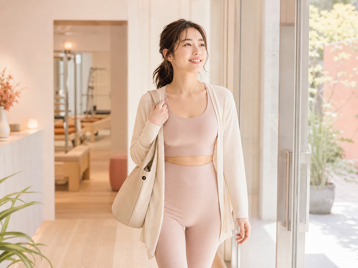 笑顔でスタジオを後にする女性会員